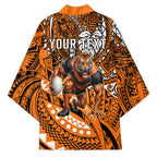 Personalised Wests Tigers Kimono Polynesian Tribal Art Style With Powerful Tiger Mascot