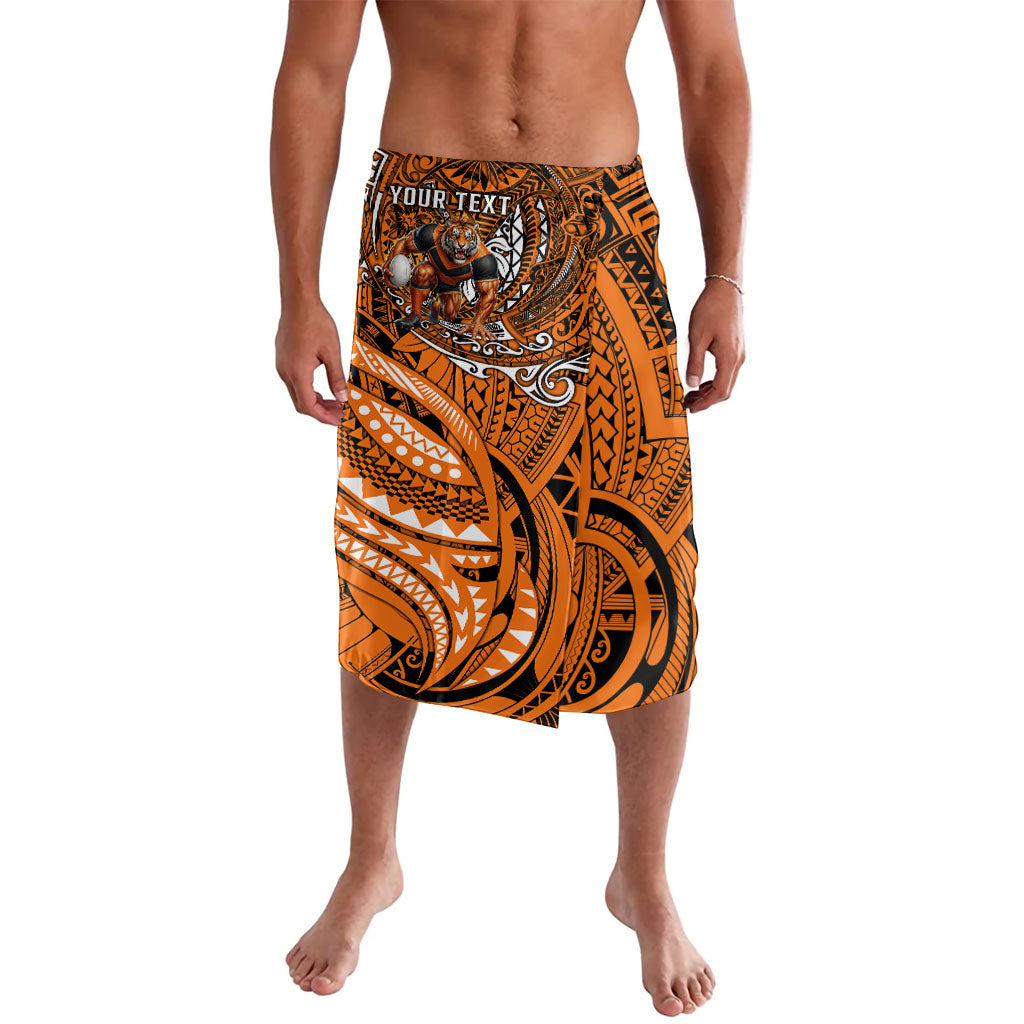Personalised Wests Tigers Lavalava Polynesian Tribal Art Style With Powerful Tiger Mascot