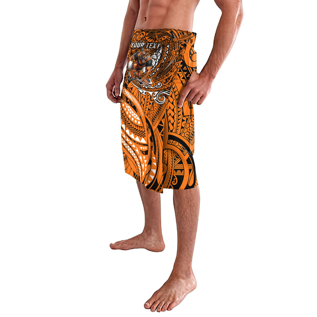Personalised Wests Tigers Lavalava Polynesian Tribal Art Style With Powerful Tiger Mascot