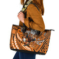 Personalised Wests Tigers Leather Tote Bag Polynesian Tribal Art Style With Powerful Tiger Mascot