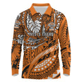 Personalised Wests Tigers Long Sleeve Polo Shirt Polynesian Tribal Art Style With Powerful Tiger Mascot