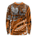 Personalised Wests Tigers Long Sleeve Shirt Polynesian Tribal Art Style With Powerful Tiger Mascot