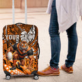 Personalised Wests Tigers Luggage Cover Polynesian Tribal Art Style With Powerful Tiger Mascot