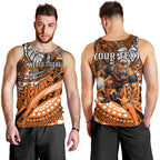 Personalised Wests Tigers Men Tank Top Polynesian Tribal Art Style With Powerful Tiger Mascot