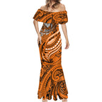 Personalised Wests Tigers Mermaid Dress Polynesian Tribal Art Style With Powerful Tiger Mascot