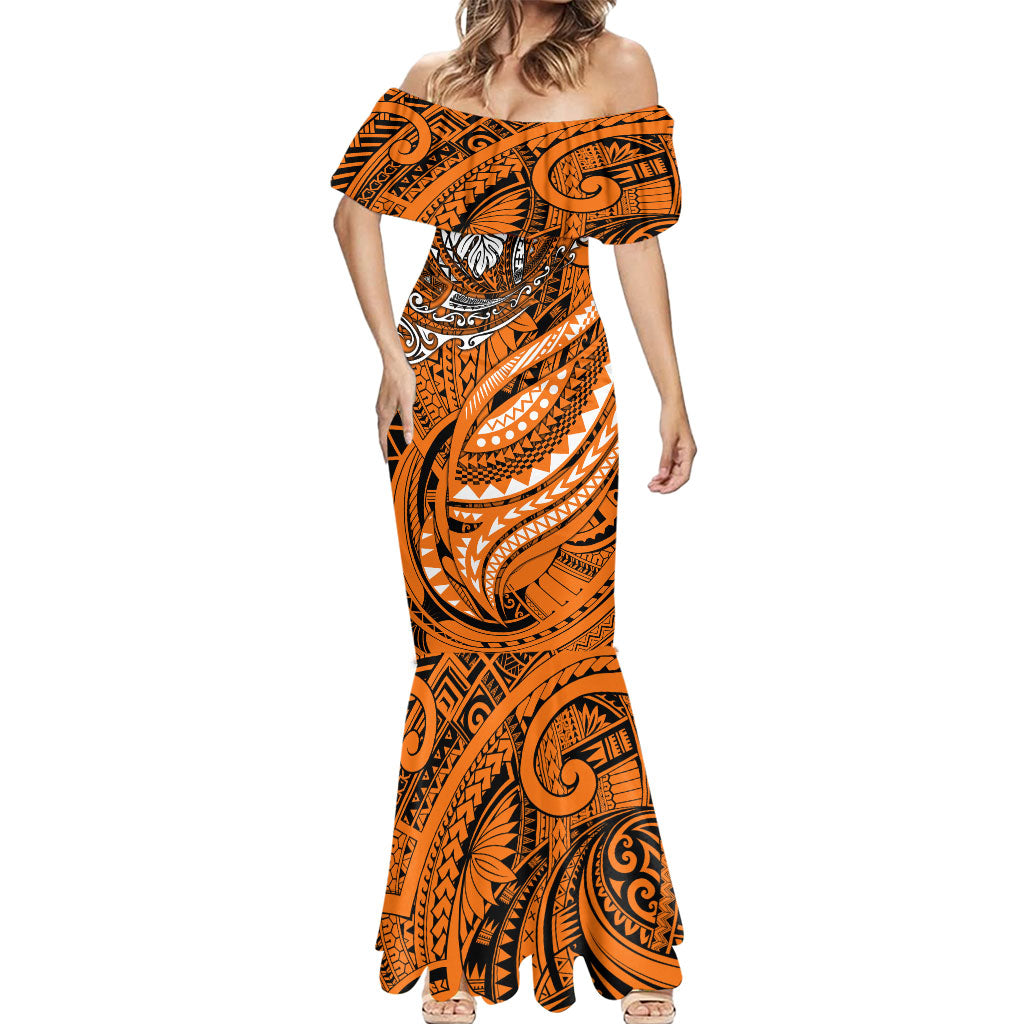 Personalised Wests Tigers Mermaid Dress Polynesian Tribal Art Style With Powerful Tiger Mascot
