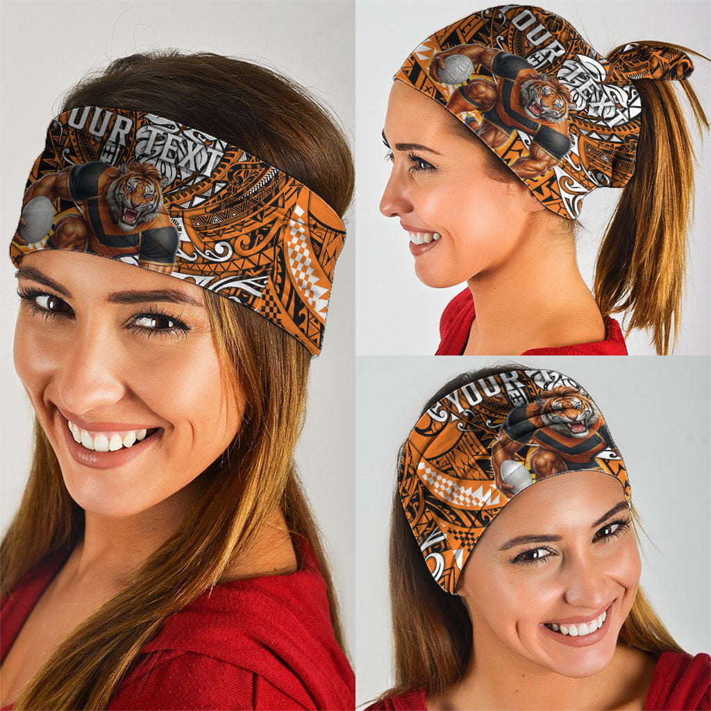 Personalised Wests Tigers Neck Gaiter Polynesian Tribal Art Style With Powerful Tiger Mascot