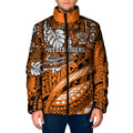 Personalised Wests Tigers Padded Jacket Polynesian Tribal Art Style With Powerful Tiger Mascot