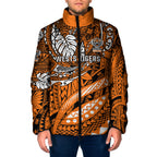 Personalised Wests Tigers Padded Jacket Polynesian Tribal Art Style With Powerful Tiger Mascot