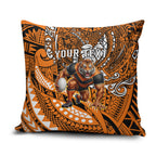 Personalised Wests Tigers Pillow Cover Polynesian Tribal Art Style With Powerful Tiger Mascot