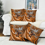 Personalised Wests Tigers Pillow Cover Polynesian Tribal Art Style With Powerful Tiger Mascot