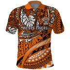 Personalised Wests Tigers Polo Shirt Polynesian Tribal Art Style With Powerful Tiger Mascot