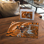 Personalised Wests Tigers Puzzle Polynesian Tribal Art Style With Powerful Tiger Mascot