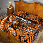 Personalised Wests Tigers Quilt Bed Set Polynesian Tribal Art Style With Powerful Tiger Mascot