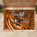 Personalised Wests Tigers Rubber Doormat Polynesian Tribal Art Style With Powerful Tiger Mascot