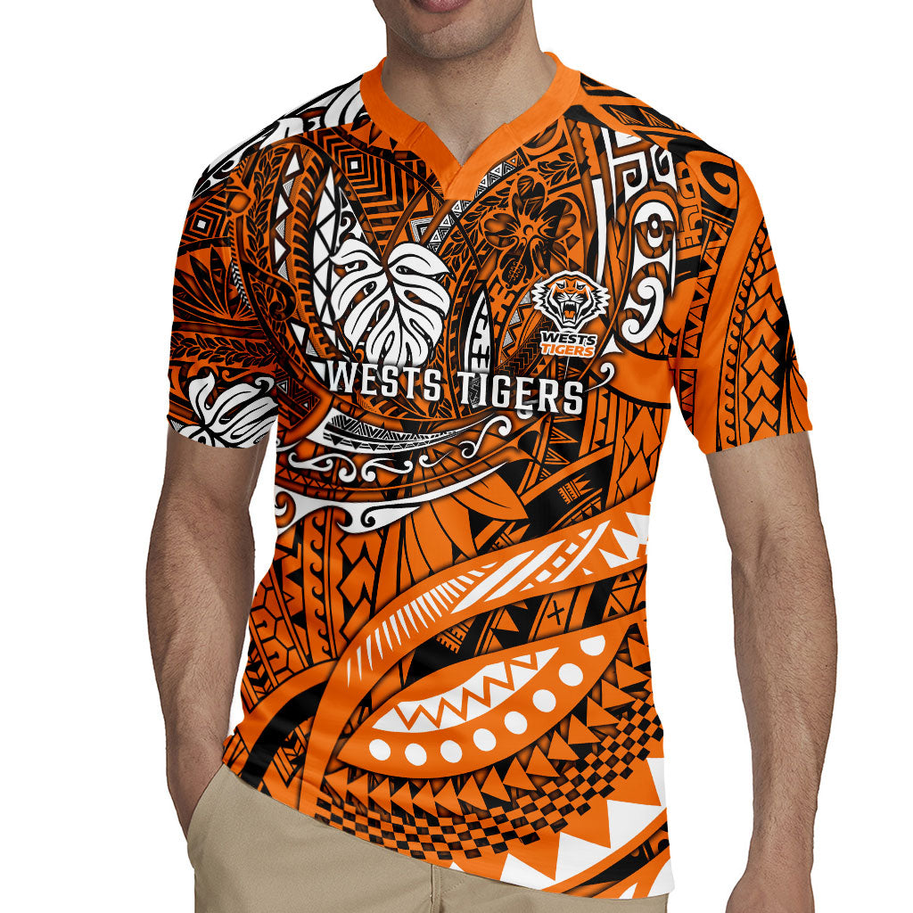 Personalised Wests Tigers Rugby Jersey Polynesian Tribal Art Style With Powerful Tiger Mascot