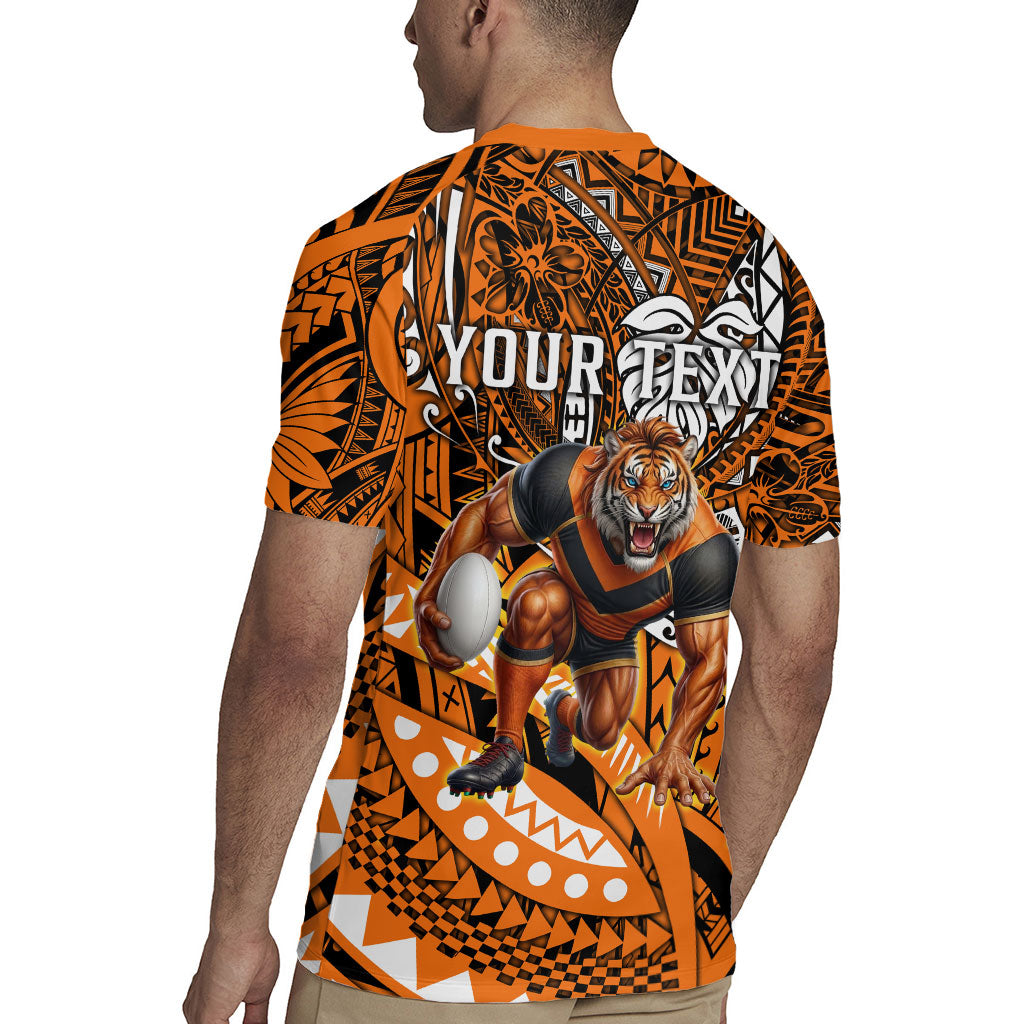 Personalised Wests Tigers Rugby Jersey Polynesian Tribal Art Style With Powerful Tiger Mascot