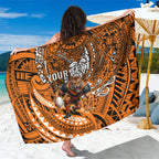 Personalised Wests Tigers Sarong Polynesian Tribal Art Style With Powerful Tiger Mascot