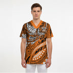 Personalised Wests Tigers Scrub Top Polynesian Tribal Art Style With Powerful Tiger Mascot