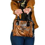 Personalised Wests Tigers Shoulder Handbag Polynesian Tribal Art Style With Powerful Tiger Mascot