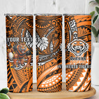 Personalised Wests Tigers Skinny Tumbler Polynesian Tribal Art Style With Powerful Tiger Mascot