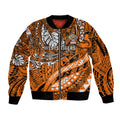 Personalised Wests Tigers Sleeve Zip Bomber Jacket Polynesian Tribal Art Style With Powerful Tiger Mascot