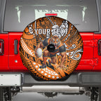 Personalised Wests Tigers Spare Tire Cover Polynesian Tribal Art Style With Powerful Tiger Mascot
