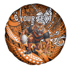 Personalised Wests Tigers Spare Tire Cover Polynesian Tribal Art Style With Powerful Tiger Mascot