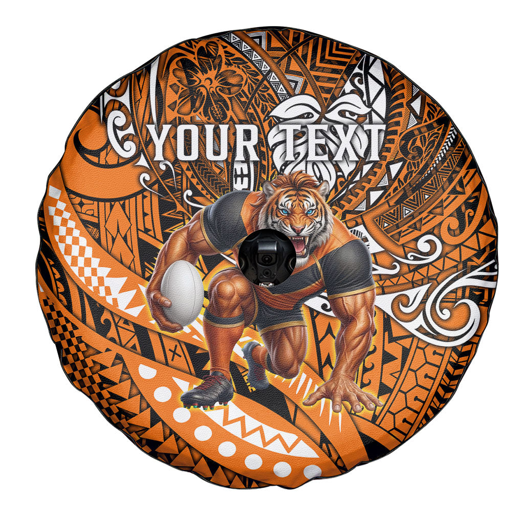 Personalised Wests Tigers Spare Tire Cover Polynesian Tribal Art Style With Powerful Tiger Mascot