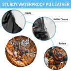 Personalised Wests Tigers Spare Tire Cover Polynesian Tribal Art Style With Powerful Tiger Mascot