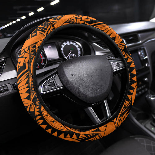 Wests Tigers Steering Wheel Cover Polynesian Tribal Art Style With Powerful Tiger Mascot
