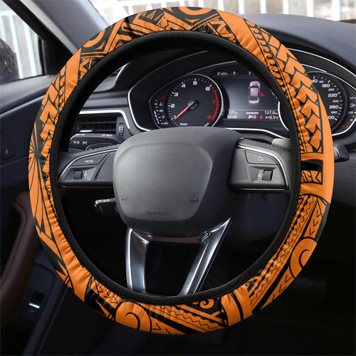 Wests Tigers Steering Wheel Cover Polynesian Tribal Art Style With Powerful Tiger Mascot