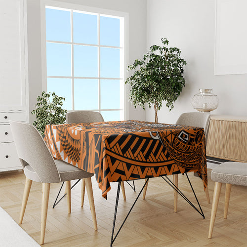 Personalised Wests Tigers Tablecloth Polynesian Tribal Art Style With Powerful Tiger Mascot