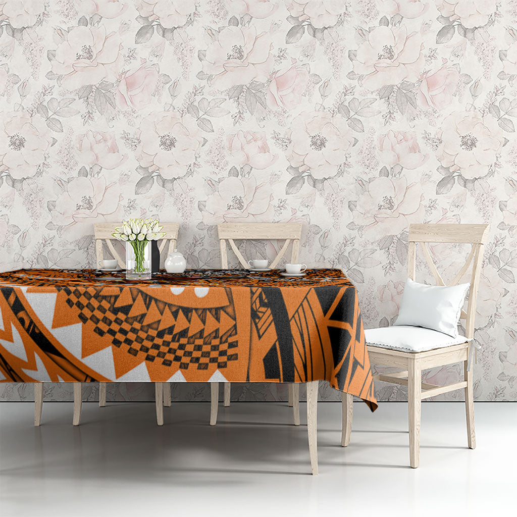 Personalised Wests Tigers Tablecloth Polynesian Tribal Art Style With Powerful Tiger Mascot