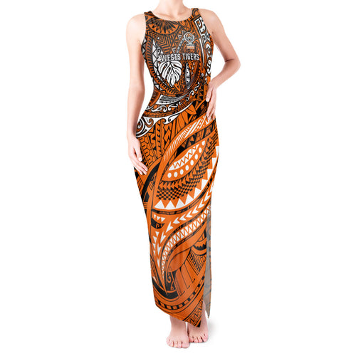 Personalised Wests Tigers Tank Maxi Dress Polynesian Tribal Art Style With Powerful Tiger Mascot