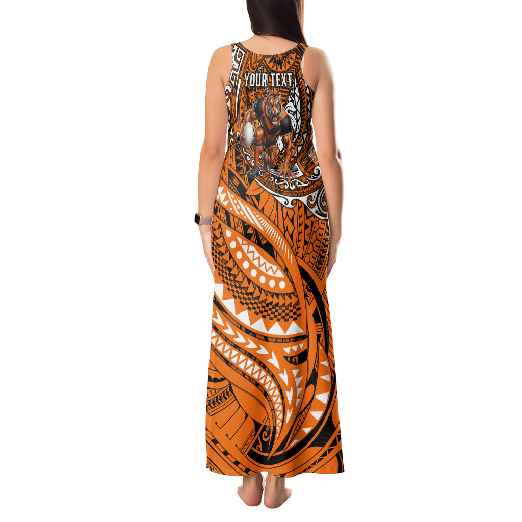 Personalised Wests Tigers Tank Maxi Dress Polynesian Tribal Art Style With Powerful Tiger Mascot