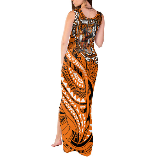Personalised Wests Tigers Tank Maxi Dress Polynesian Tribal Art Style With Powerful Tiger Mascot
