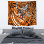 Personalised Wests Tigers Tapestry Polynesian Tribal Art Style With Powerful Tiger Mascot