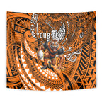 Personalised Wests Tigers Tapestry Polynesian Tribal Art Style With Powerful Tiger Mascot
