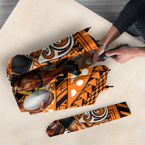 Personalised Wests Tigers Umbrella Polynesian Tribal Art Style With Powerful Tiger Mascot