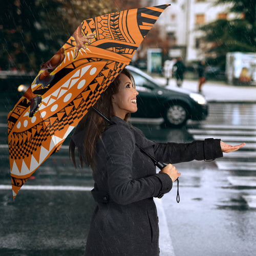Personalised Wests Tigers Umbrella Polynesian Tribal Art Style With Powerful Tiger Mascot