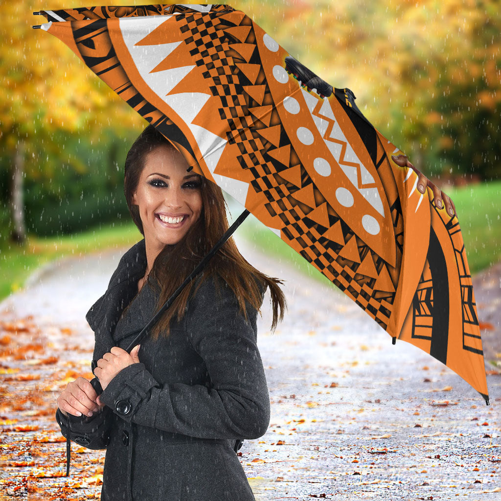 Personalised Wests Tigers Umbrella Polynesian Tribal Art Style With Powerful Tiger Mascot