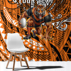 Personalised Wests Tigers Window Curtain Polynesian Tribal Art Style With Powerful Tiger Mascot