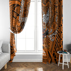 Personalised Wests Tigers Window Curtain Polynesian Tribal Art Style With Powerful Tiger Mascot