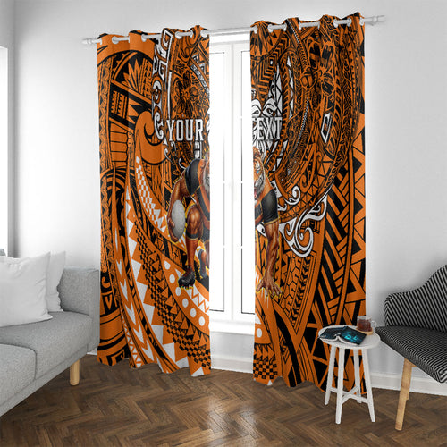 Personalised Wests Tigers Window Curtain Polynesian Tribal Art Style With Powerful Tiger Mascot