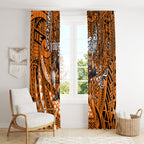 Personalised Wests Tigers Window Curtain Polynesian Tribal Art Style With Powerful Tiger Mascot