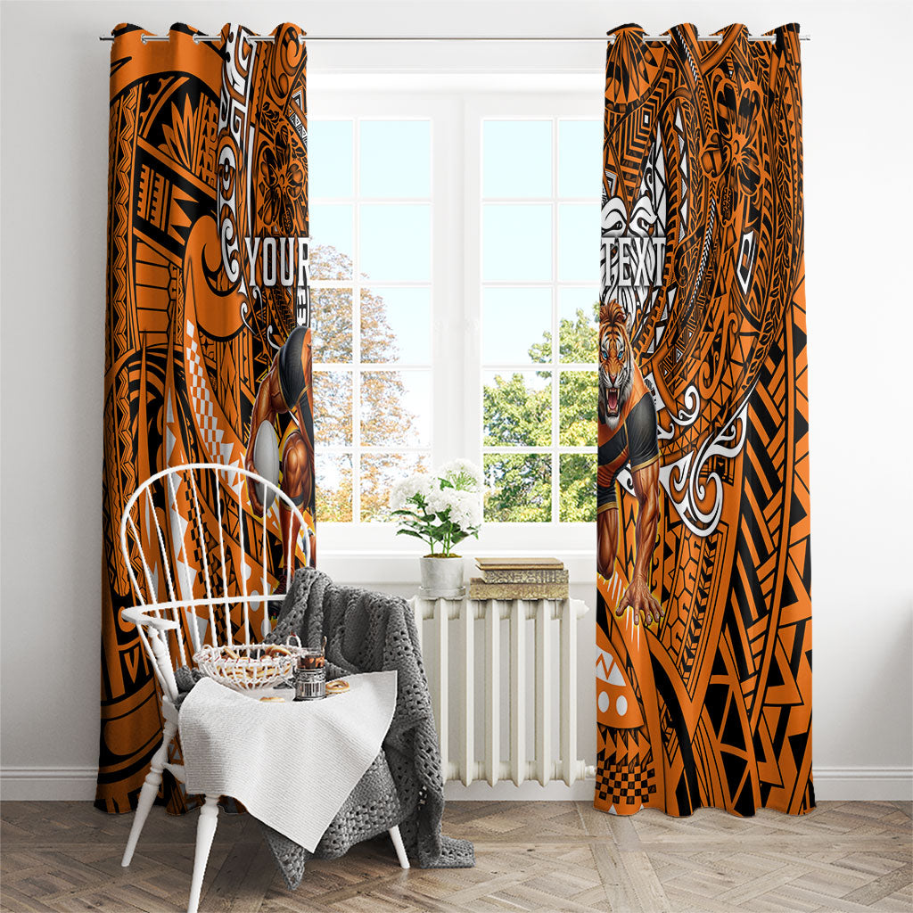 Personalised Wests Tigers Window Curtain Polynesian Tribal Art Style With Powerful Tiger Mascot
