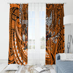 Personalised Wests Tigers Window Curtain Polynesian Tribal Art Style With Powerful Tiger Mascot