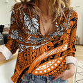 Personalised Wests Tigers Women Casual Shirt Polynesian Tribal Art Style With Powerful Tiger Mascot