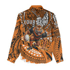 Personalised Wests Tigers Women Casual Shirt Polynesian Tribal Art Style With Powerful Tiger Mascot
